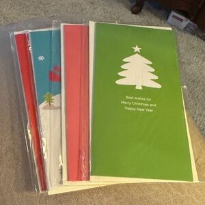 Holiday Blank 4 Cards NEW Vintage Christmas New Years